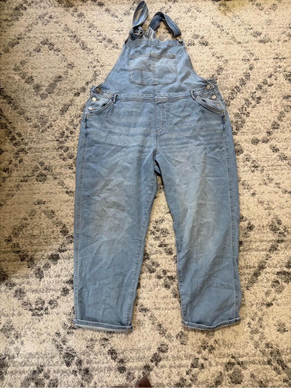 Sonoma Wide Leg Blue Denim Overalls with Adjustable Straps